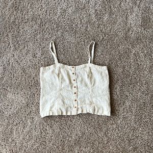 NWOT. White button down tank crop top.